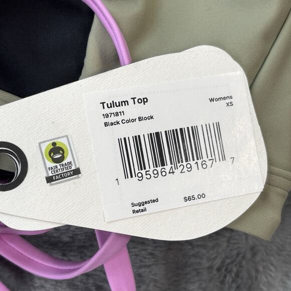 Prana Womens Swim XS Bikini Top Tulum Black Color Block UPF 50+ Lined New - Picture 2 of 7